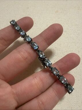 Sterling Silver 925 Blue Topaz Tennis Bracelet 7.5’ inch